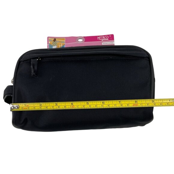 Metro Black Toiletry Case 3 Zip Kit Blue Interior - Picture 10 of 12